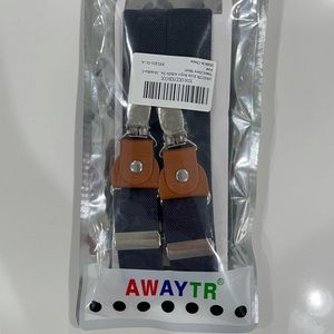 New navy blue and brown suspenders, 12 months